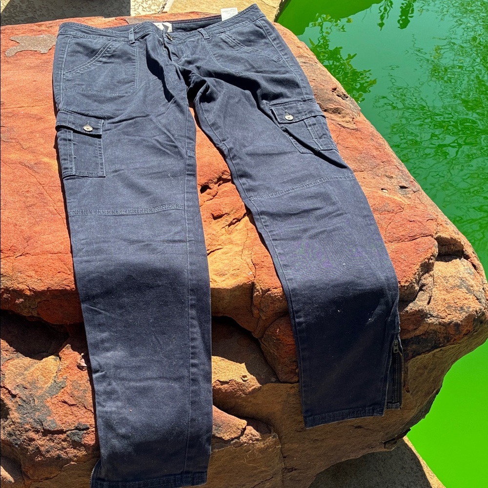 Hollister Navy Cargo Pants with Side Pockets. Sz9
